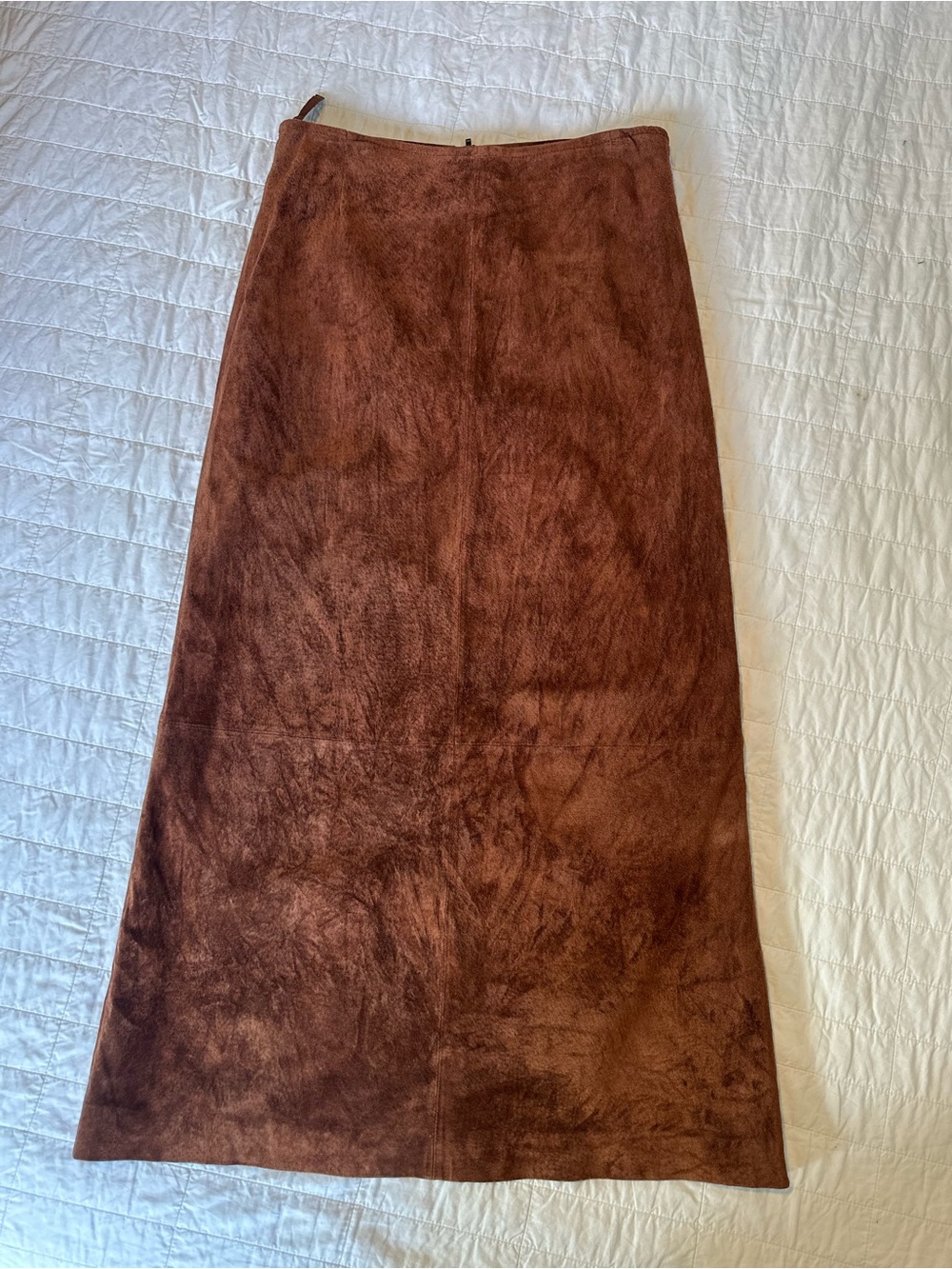 Wilsons Leather Genuine Suede Maxi Skirt Cognac Brown Sz 10